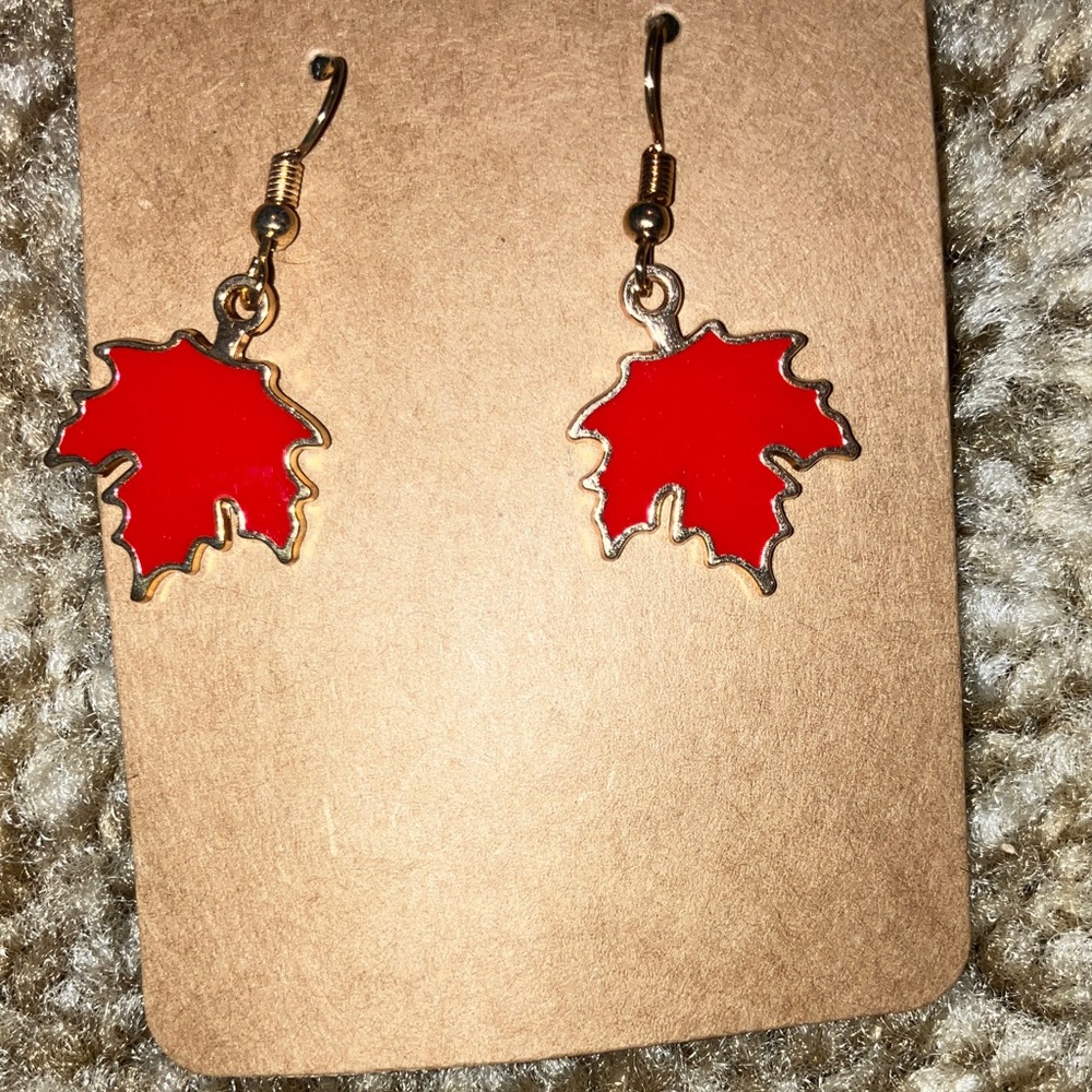 Red Maple Leaf Earrings